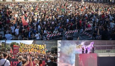 Manifestazione per il Leoncavallo a Milano, migliaia di persone in strada. FOTO