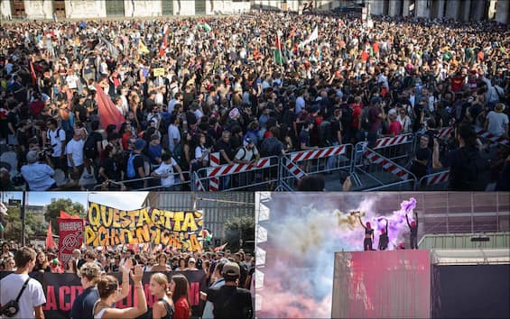 Manifestazione per il Leoncavallo a Milano, migliaia di persone in strada. FOTO