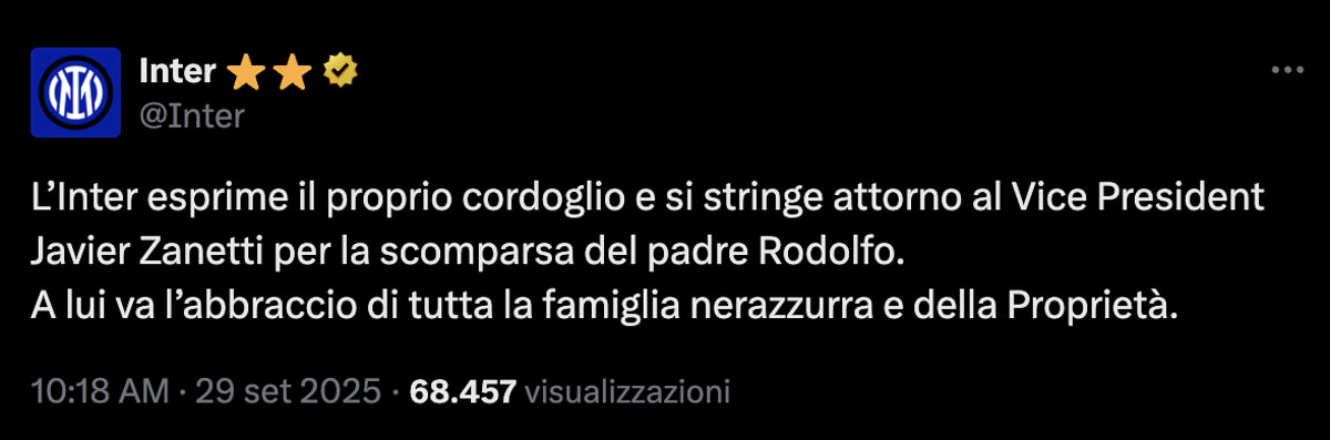 Il messaggio del club