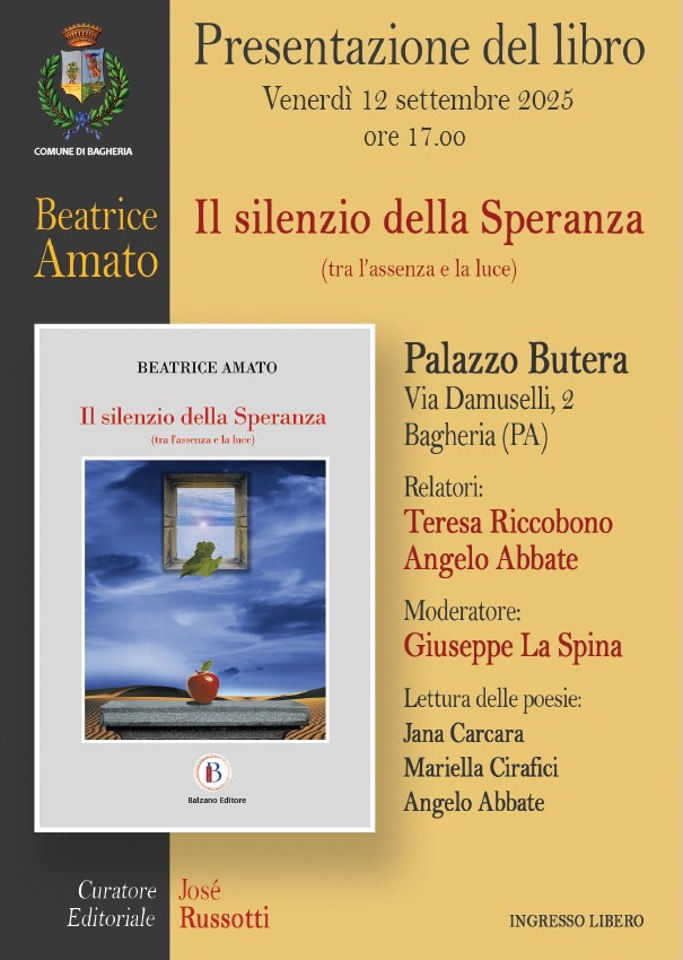 Presentazione del libro "Il silenzio della speranza" di Beatrice Amato.