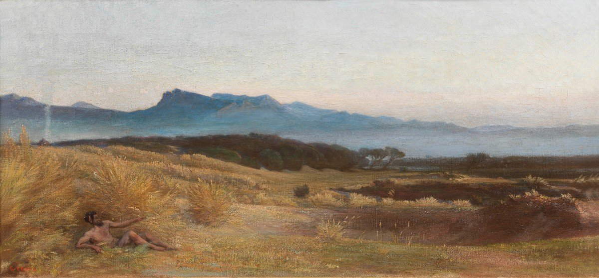 Nino Costa, L'alba, studio per Il risveglio della natura (1897; olio su tela, 53 x 25 cm; Collezione privata)