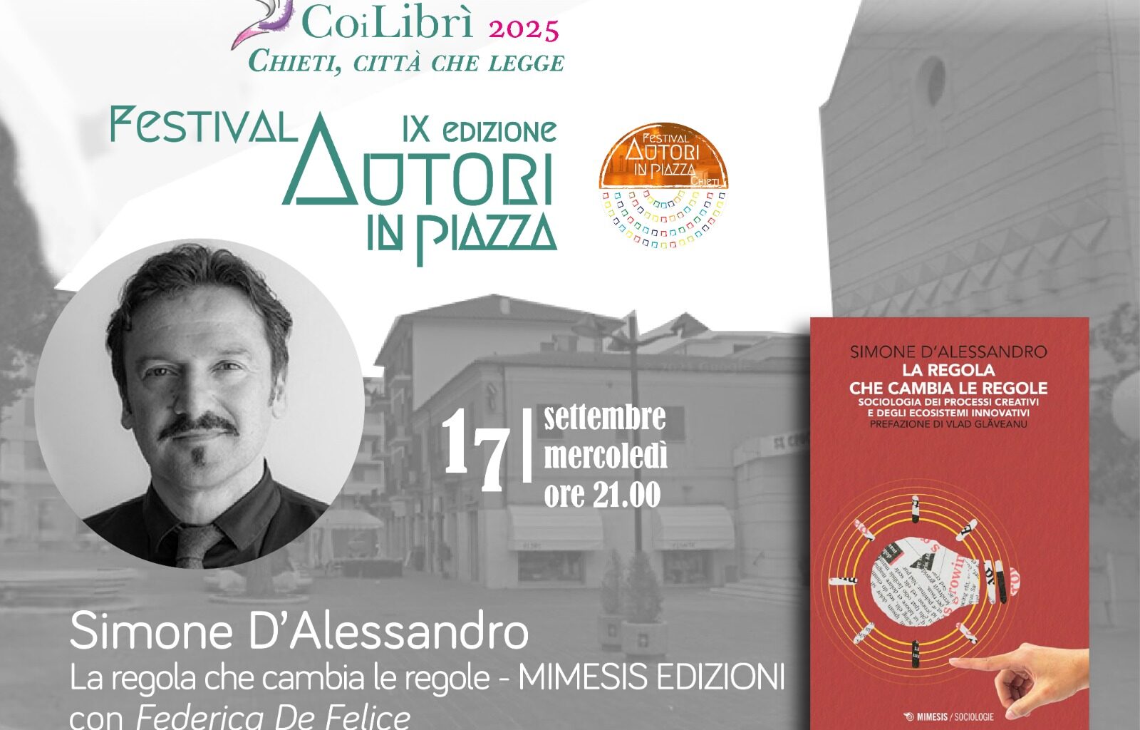 Comune di Chieti | Notizie > Al via il Festival Autori in Piazza 2025, tre giorni di incontri e libri a partire da domani in piazzale Marconi