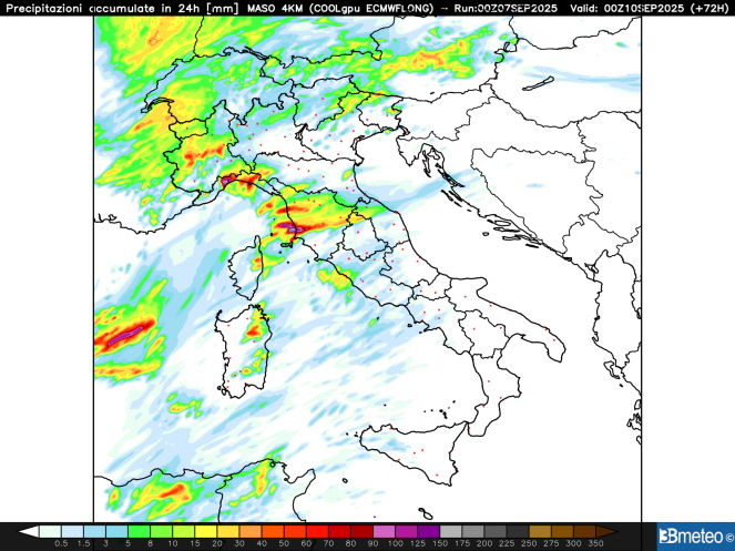 Precipitazione complessiva martedì