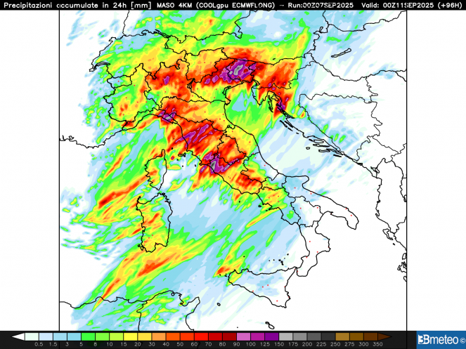 Precipitazione complessiva mercoledì