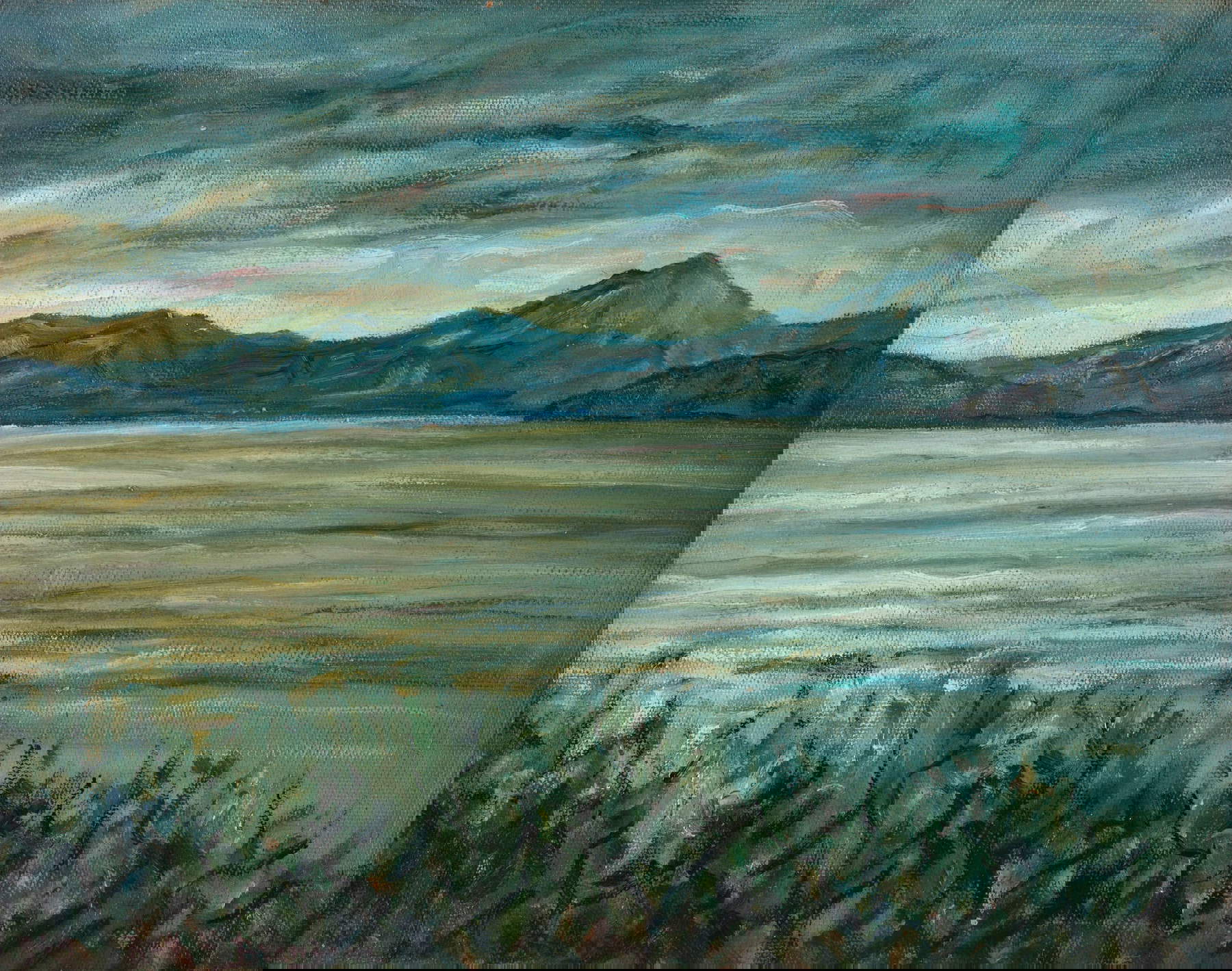 Raffaello Brenzoni, Luci sul Lago di Garda da Brenzone (1949; olio su tavola; Collezione privata)