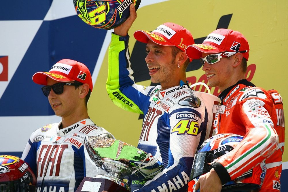 Valentino Rossi vincitore del CatalanGP 2009, Lorenzo e Stoner sul podio