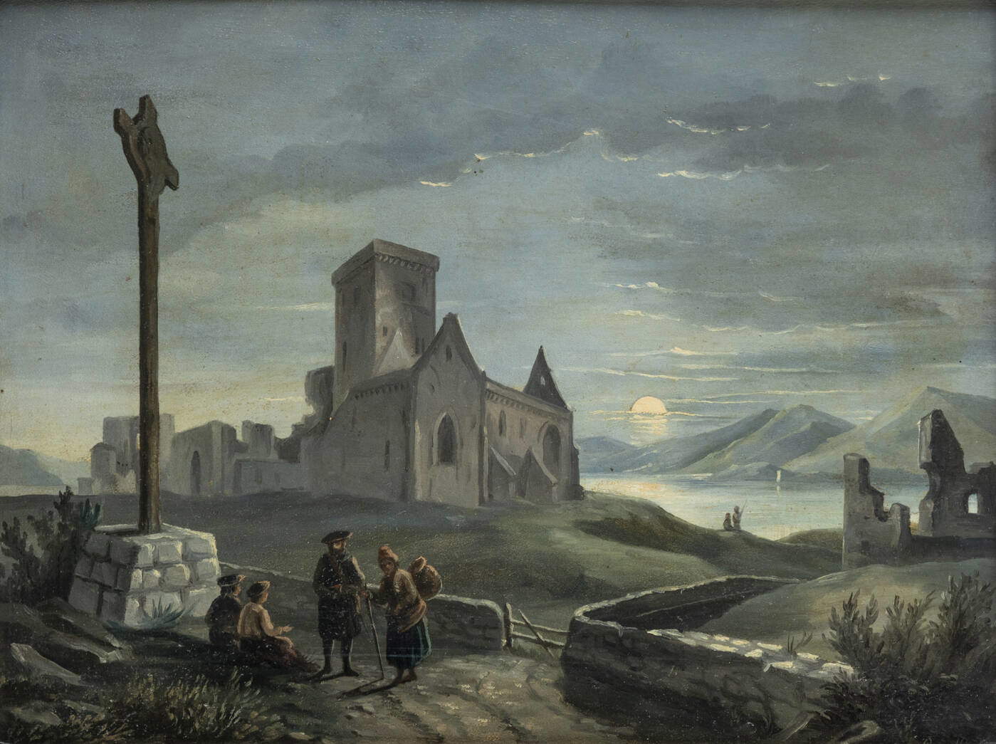 Vincenzo Antonio Revelli, Chiaro di luna sul lago (primo quarto del XIX secolo; olio su cartone, 27 x 35 cm; Collezione privata)