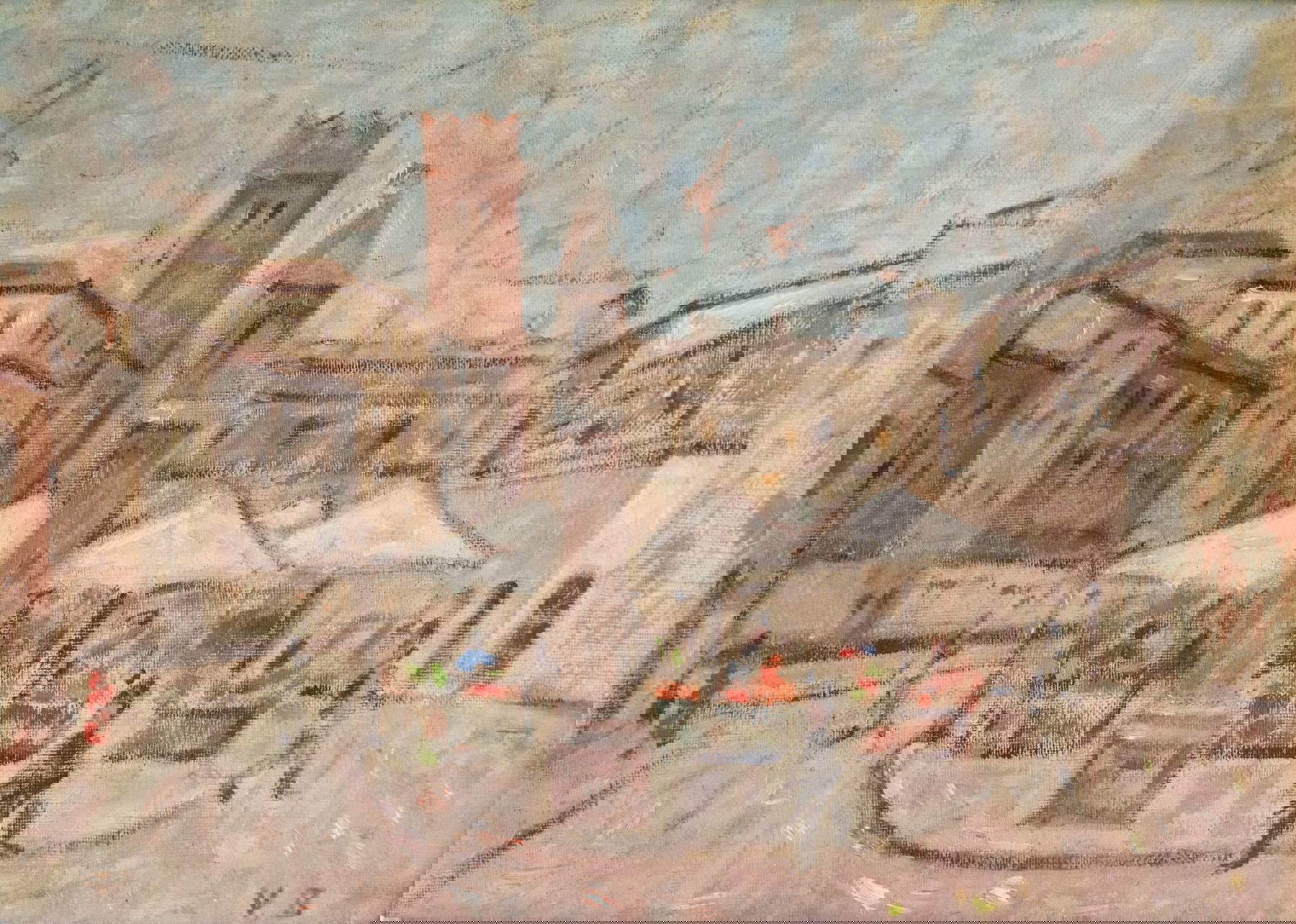 Vittorio Bagattini, Piazza delle Erbe a Verona (1941; olio su tela; Collezione privata)