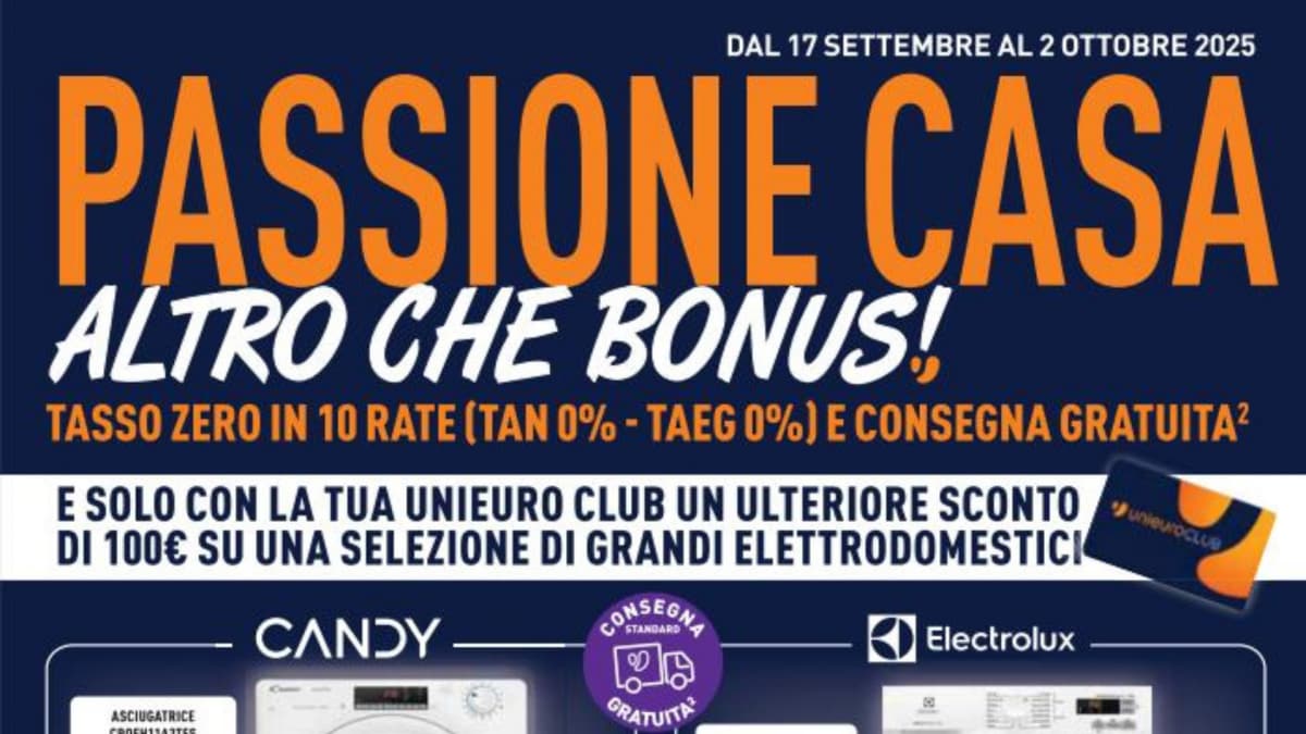 Volantino Unieuro al 2 ottobre 2025: scopri Passione Casa, Altro che Bonus!