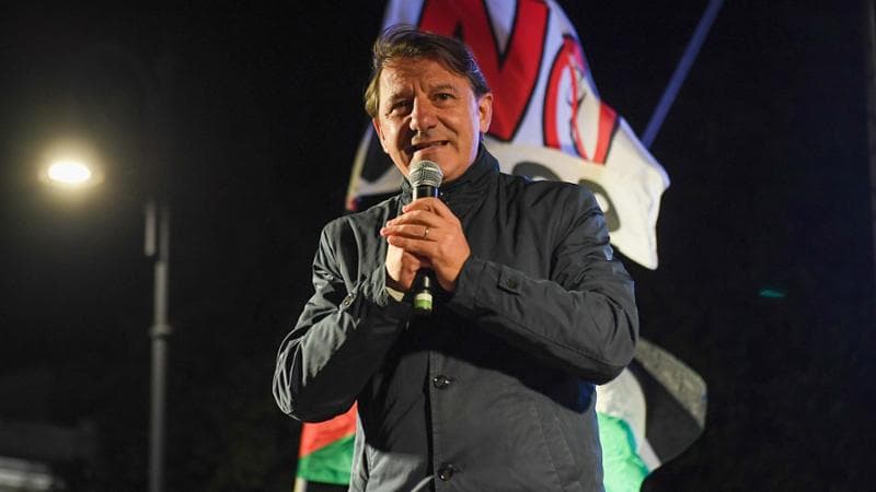 02/10/2025, Reggio Calabria, Chiusura della campagna Elettorale di Pasquale Tridico candidato a presidente della Regione Calabria, presente anche il Segretario del Movimento 5 Stelle Giuseppe Conte. In foto Pasquale Tridico 