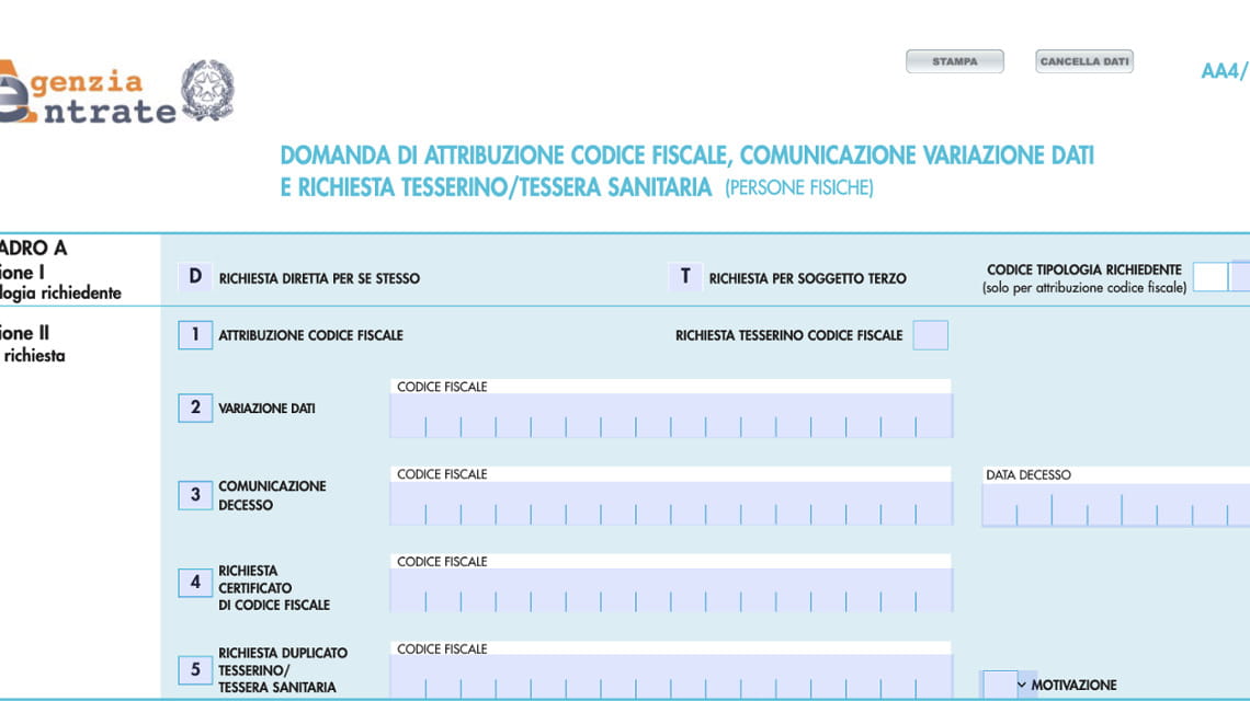 Schermata del documento da stampare da Agenzia delle Entrate