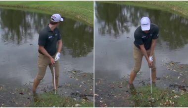 è costretto a colpire la pallina, ma quello che spunta alle sue spalle fa spavento…