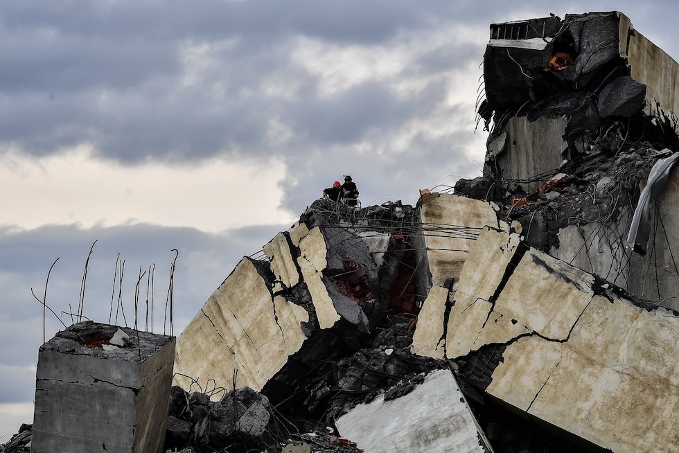 Le macerie del ponte Morandi di Genova
