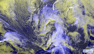 La tempesta Benjamin giovedì mattina vista dal satellite