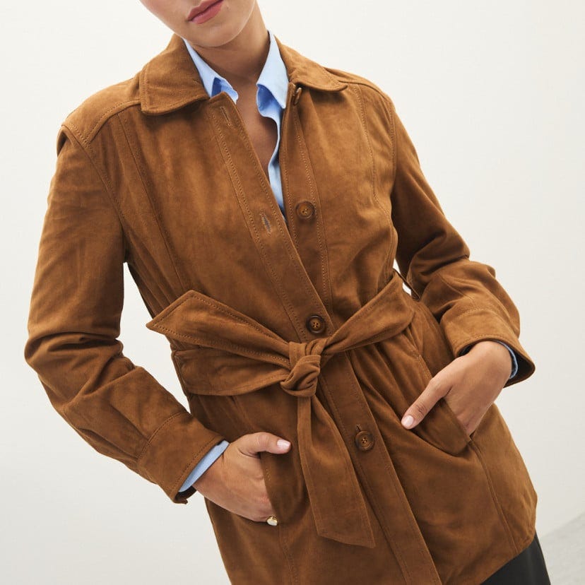 Trench in camoscio, color cammello
