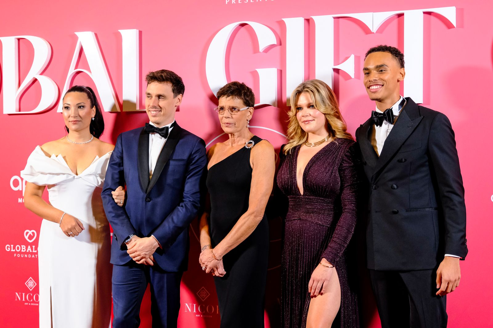 Alexandre Grimaldi con la zia Stphanie di Monaco la cugina Camille Gottlieb e il cugino Louis Ducruet con la moglie Marie.