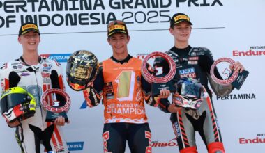 Moto3 Indonesia, Lunetta-Pini sul podio nel giorno di Rueda. Moto2 a Moreira
