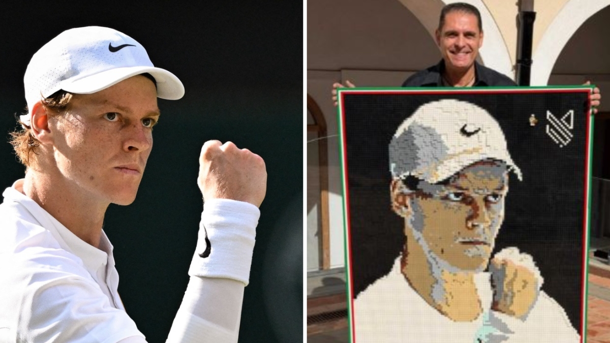 Sinner, la foto del pugno alzato a Wimbledon diventa un mosaico in Lego