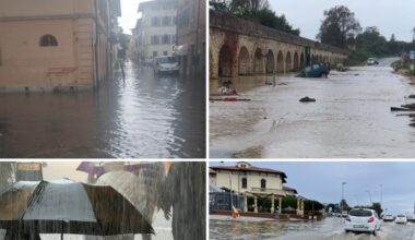 Maltempo in Toscana, allagamenti vicino alla Torre pendente e ai poli universitari a Pisa e a Livorno. Una scuola evacuata a Pistoia. Allerta gialla fino a venerdì