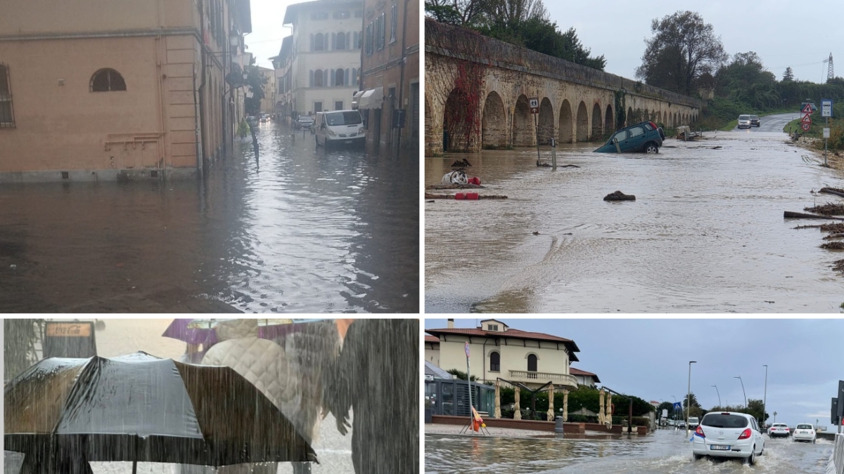 Maltempo in Toscana, allagamenti vicino alla Torre pendente e ai poli universitari a Pisa e a Livorno. Una scuola evacuata a Pistoia. Allerta gialla fino a venerdì