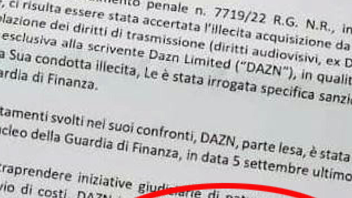 Dazn agli utenti pirata: 'Pagate 500 euro o ci tuteleremo' - Notizie