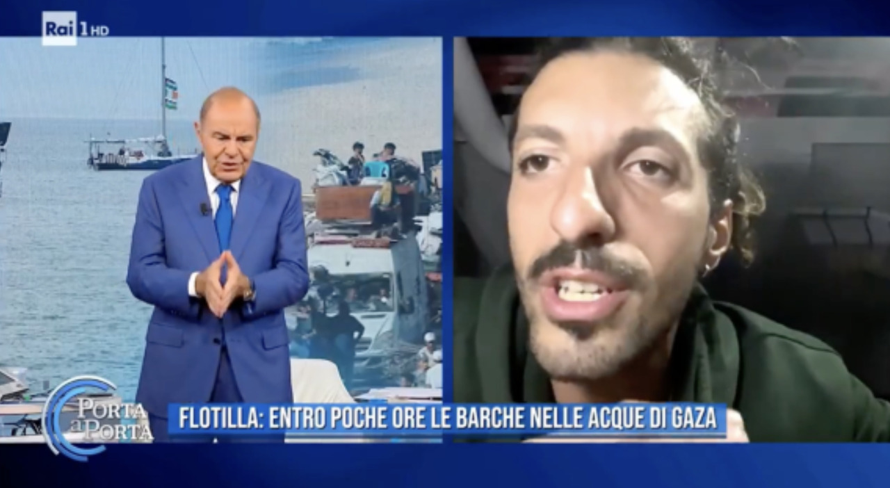 Bruno Vespa contro la Flotilla: «Non ve ne fotte niente di dare gli aiuti alle persone». Lo scontro con un attivista a Porta a porta - Il Messaggero