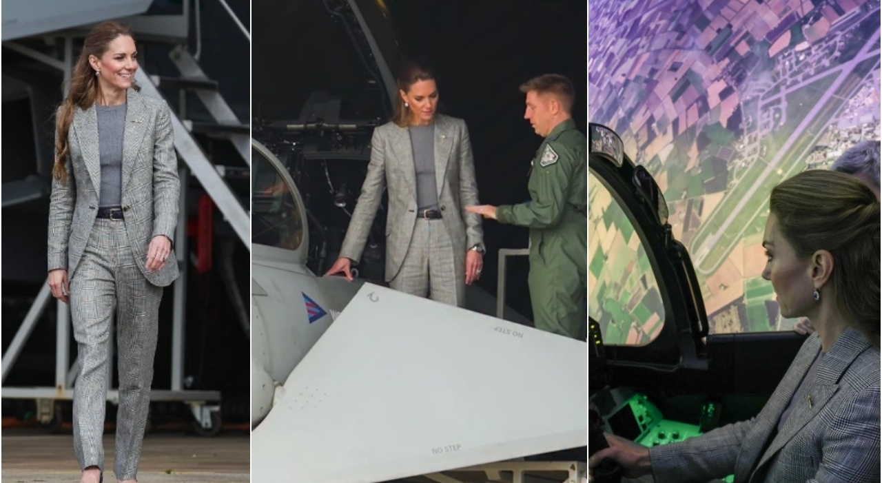 Kate Middleton in tacchi a spillo sulla scaletta dell'aereo militare. Il video virale e le scuse alle bambine: «Ho dimenticato l'abito... - Leggo.it
