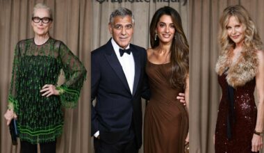 George Clooney e Amal (la più chic), i look alla serata per la loro fondazione a Londra: Meryl Streep effetto lampadario (6), Meg Ryan... - Il Messaggero
