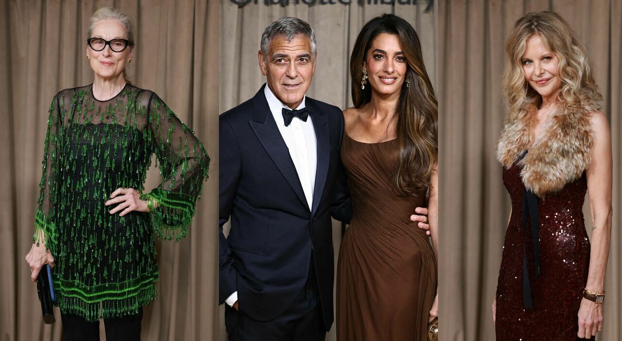 George Clooney e Amal (la più chic), i look alla serata per la loro fondazione a Londra: Meryl Streep effetto lampadario (6), Meg Ryan... - Il Messaggero