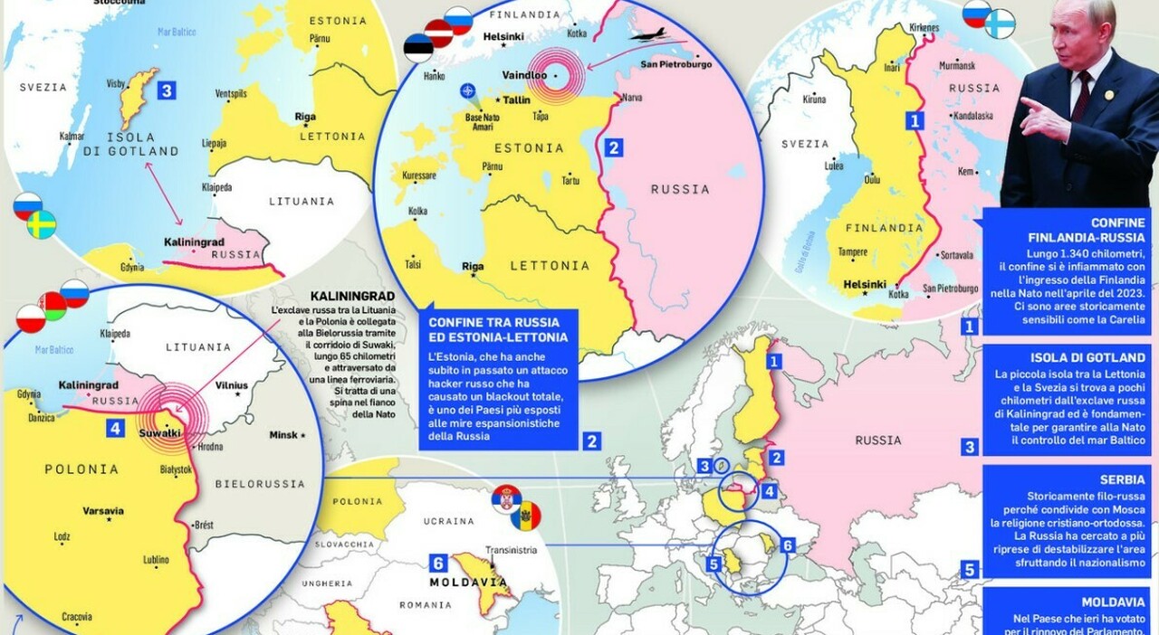 Russia, il piano di evacuazione di Estonia, Lettonia e Lituania in caso di attacco ai Paesi Baltici: l'accerchiamento del corridoio di... - Il Messaggero