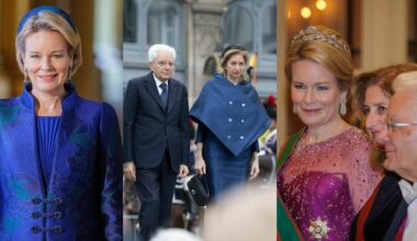 la regina Matilde e il look omaggio all'Italia, Laura Mattarella e (l'originale) mantella, la cena al castello