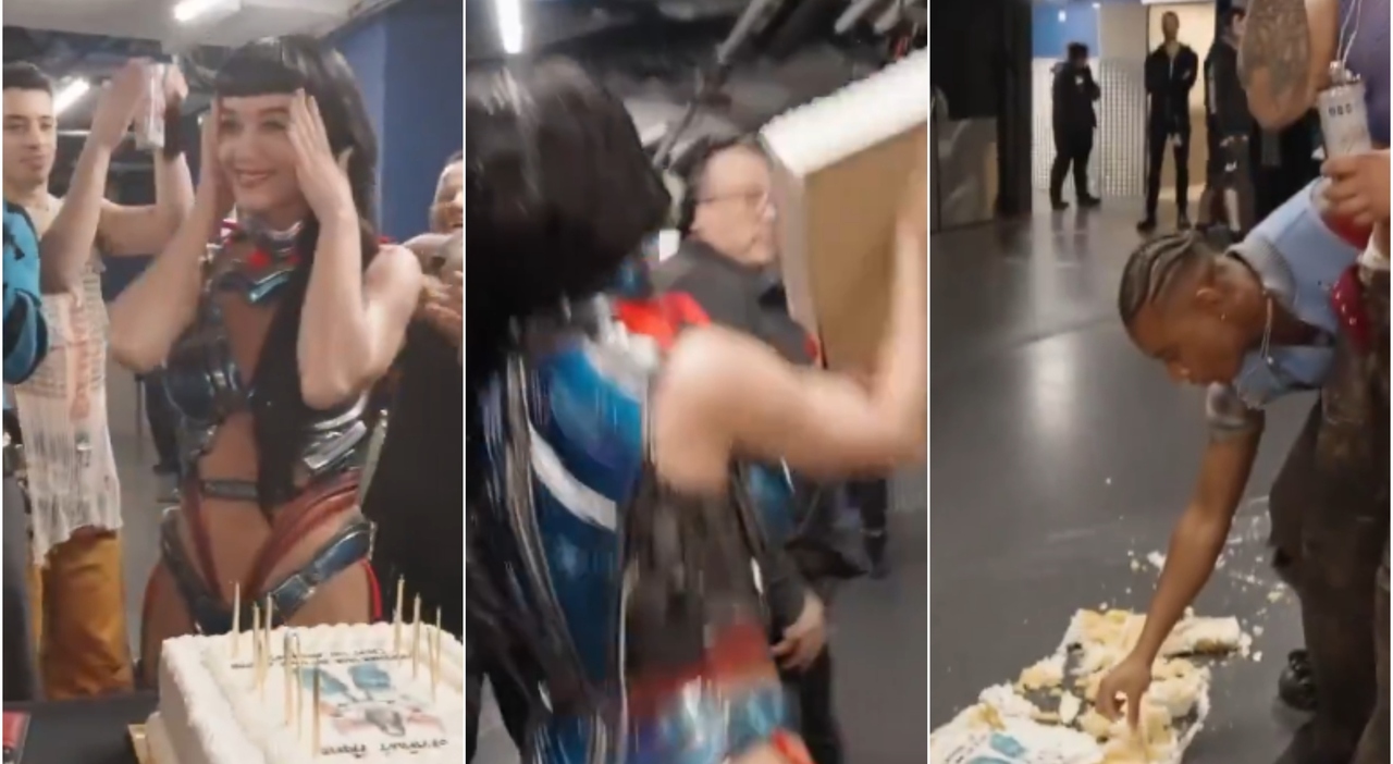 Katy Perry compie 40 anni, lancia la torta per terra e i ballerini la mangiano da terra. «Vergogna, tanto ci pensa qualcun altro a pulire»