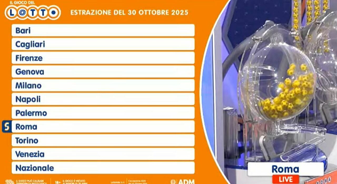 Estrazioni Lotto, Superenalotto, 10eLotto di oggi giovedì 30 ottobre 2025: numeri vincenti e quote - Il Messaggero