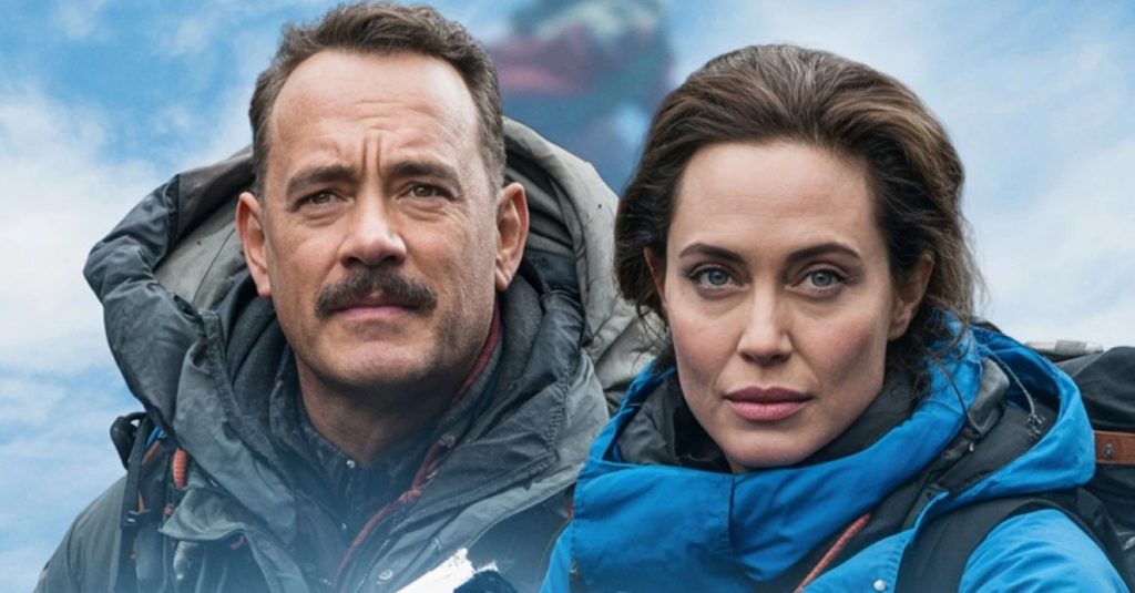 Tom Hanks e Angelina Jolie come appaiono sulla locandina dell'annunciato Death on Mount Everest @ Bad Seed Rising
