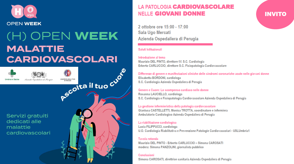 Ospedale Perugia, convegno salute cardiovascolare femminile