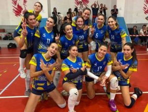 L'esultanza della Vbc Viterbo dopo la vittoria
