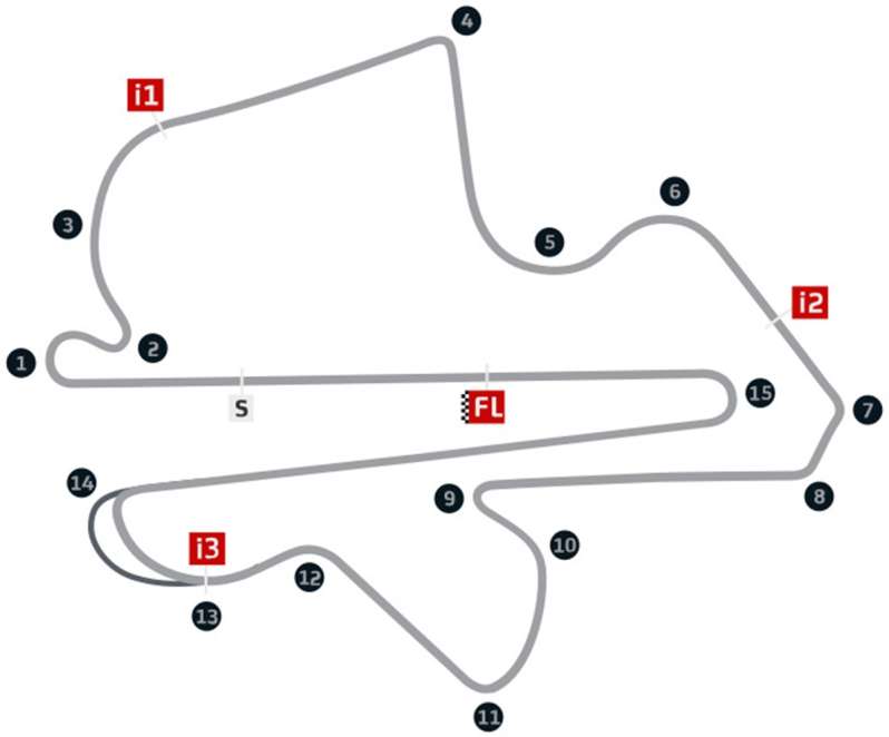 La mappa del circuito di Sepang in Malesia