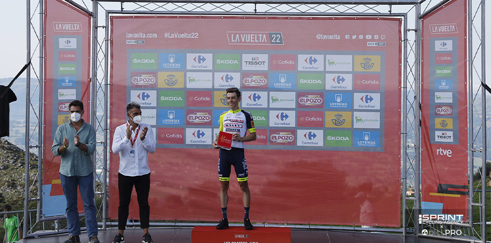 Il podio della tappa di Les Praeres alla Vuelta '22. Questa è la sua vittoria più prestigiosa