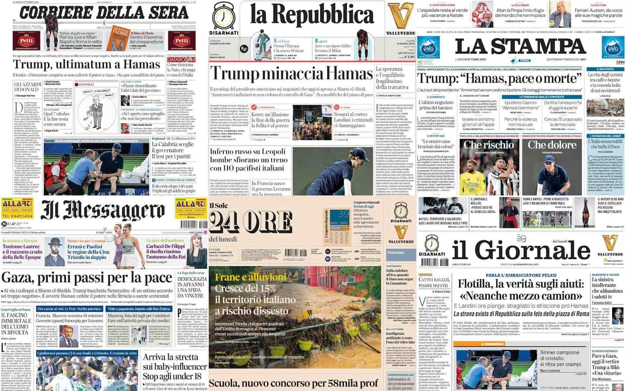 Le prime pagine dei quotidiani di oggi 6 ottobre: la rassegna stampa