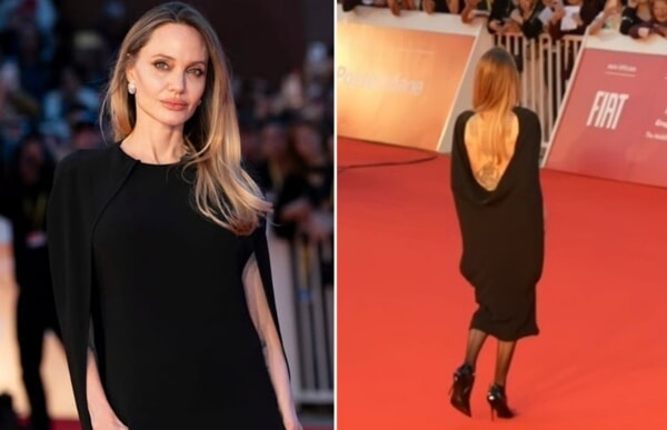 Angelina Jolie Festa del Cinema. A sx foto da Instagram @RomaFilmFest. A dx foto di Maria Vera Genchi-2