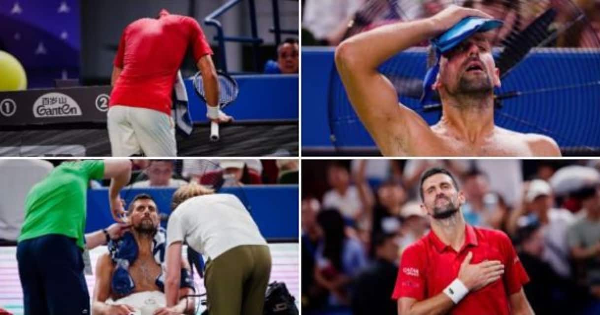 Caviglia e caldo: le foto dell'odissea di Djokovic a Shanghai contro Munar - Sky Sport
