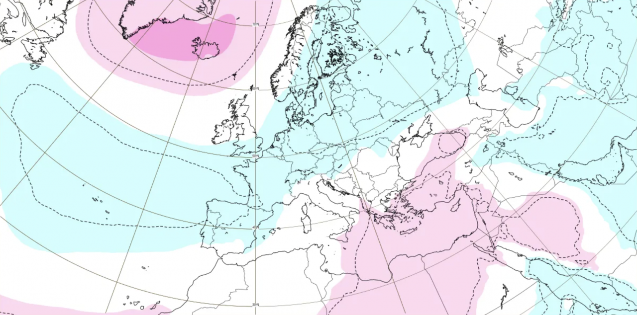 blocco anticiclonico verso la Scandinavia