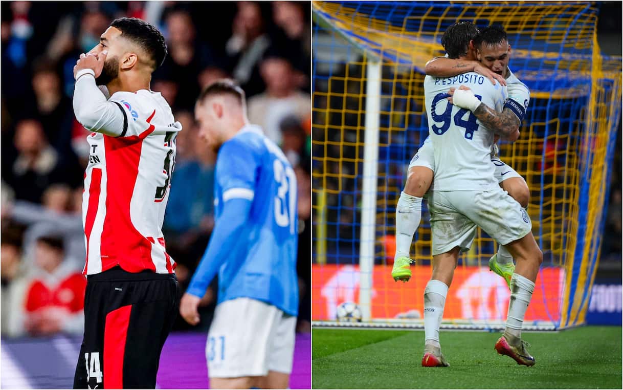 Champions League, i risultati di PSV Eindhoven-Napoli e di Union SG-Inter: gol e highlights