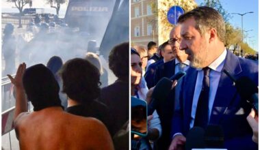 Livorno, manifestanti contestano Salvini. Il ministro: 'Calci e sputi, brutta pagina'