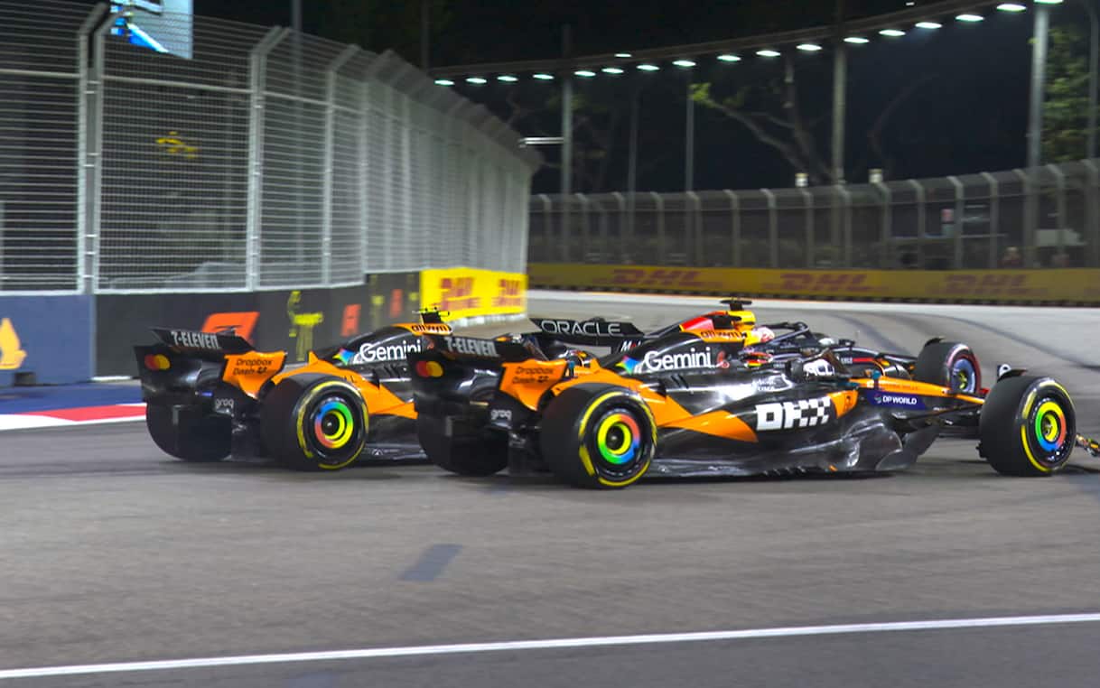 Norris-Piastri, scintille al via nel GP di Singapore 2025: la ricostruzione. FOTO e VIDEO