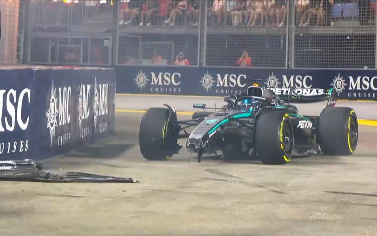 Russell e Lawson a muro nelle Libere del GP di Singapore 2025. FOTO e VIDEO