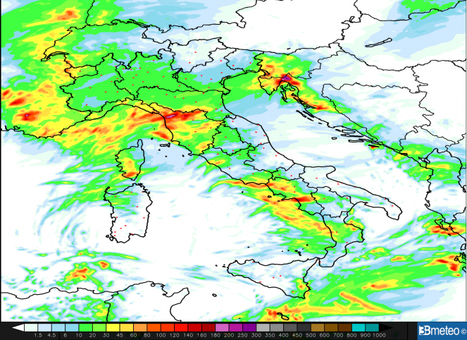 Cumulate totali tra lunedì e mercoledì