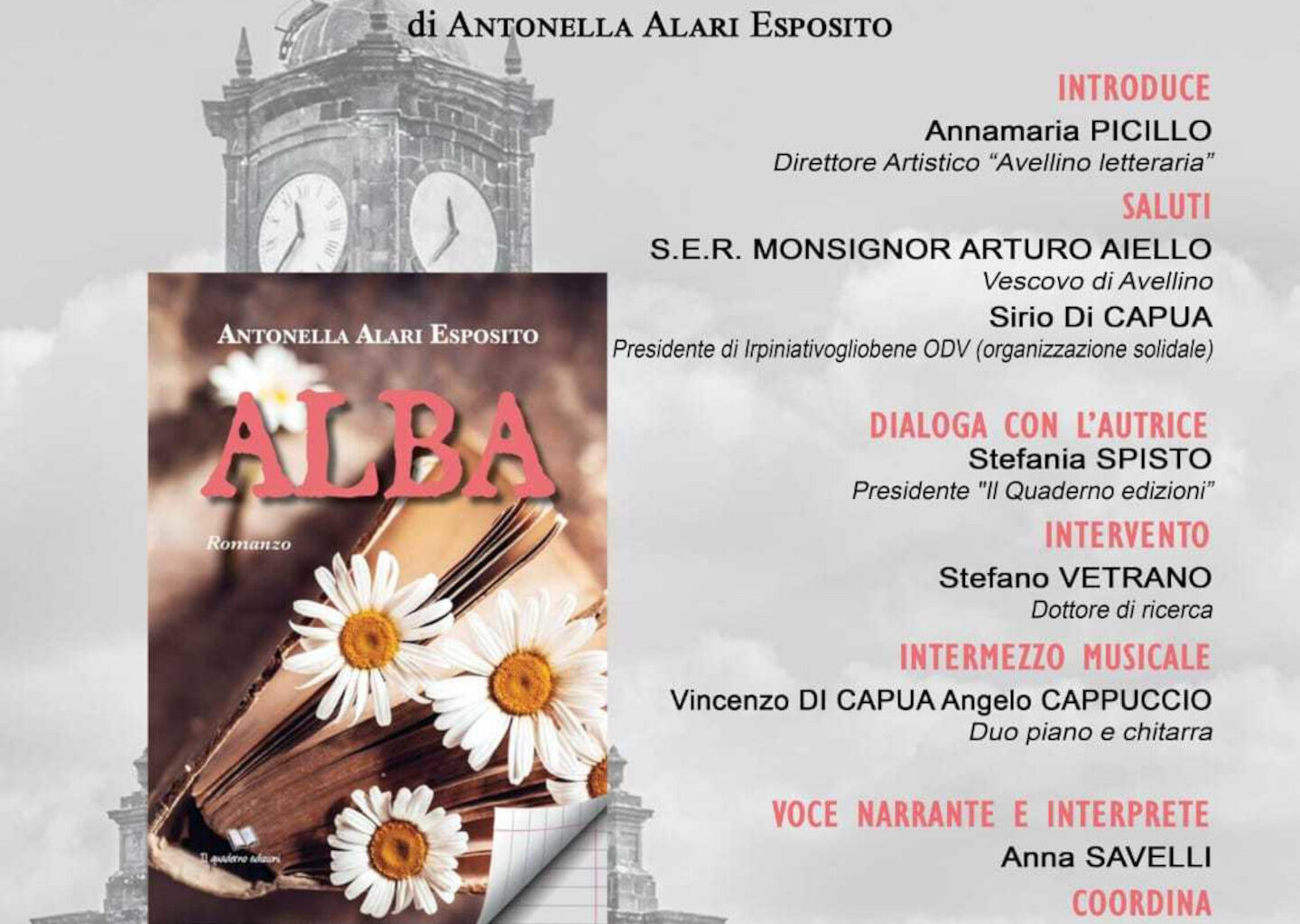 Avellino letteraria la presentazione del romanzo "Alba" di Antonella Alari Esposito