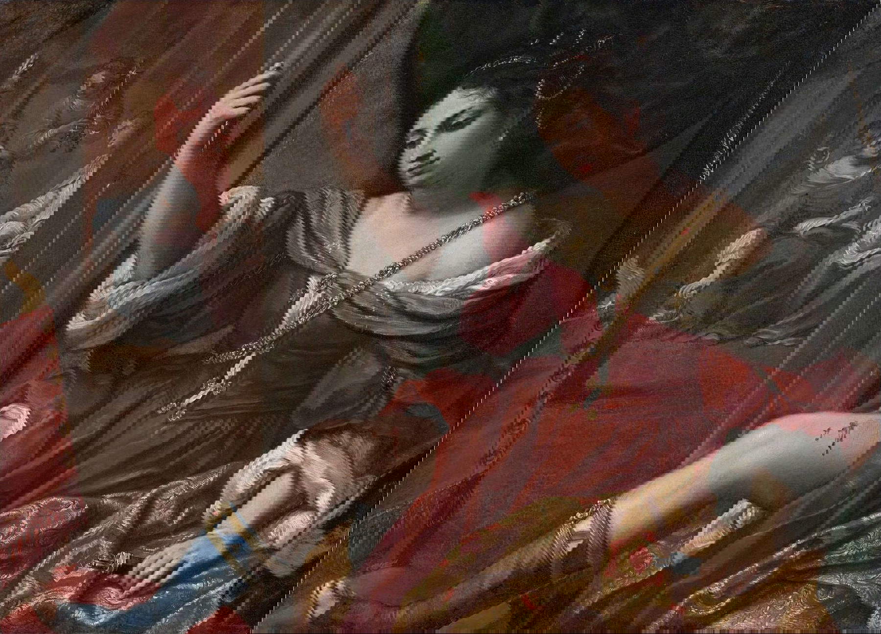 Elisabetta Sirani, Porzia che si ferisce alla coscia (1664, olio su tela, 101 x 138 cm; Bologna, Fondazione Carisbo)