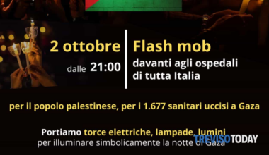 Flash mob "Luci sulla Palestina" 100 Ospedali per Gaza